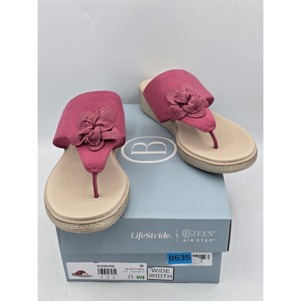 Bzees for LifeStride Women's Bloom Wedge Sandal Pink - Sz‎ 11 W Wide NIB